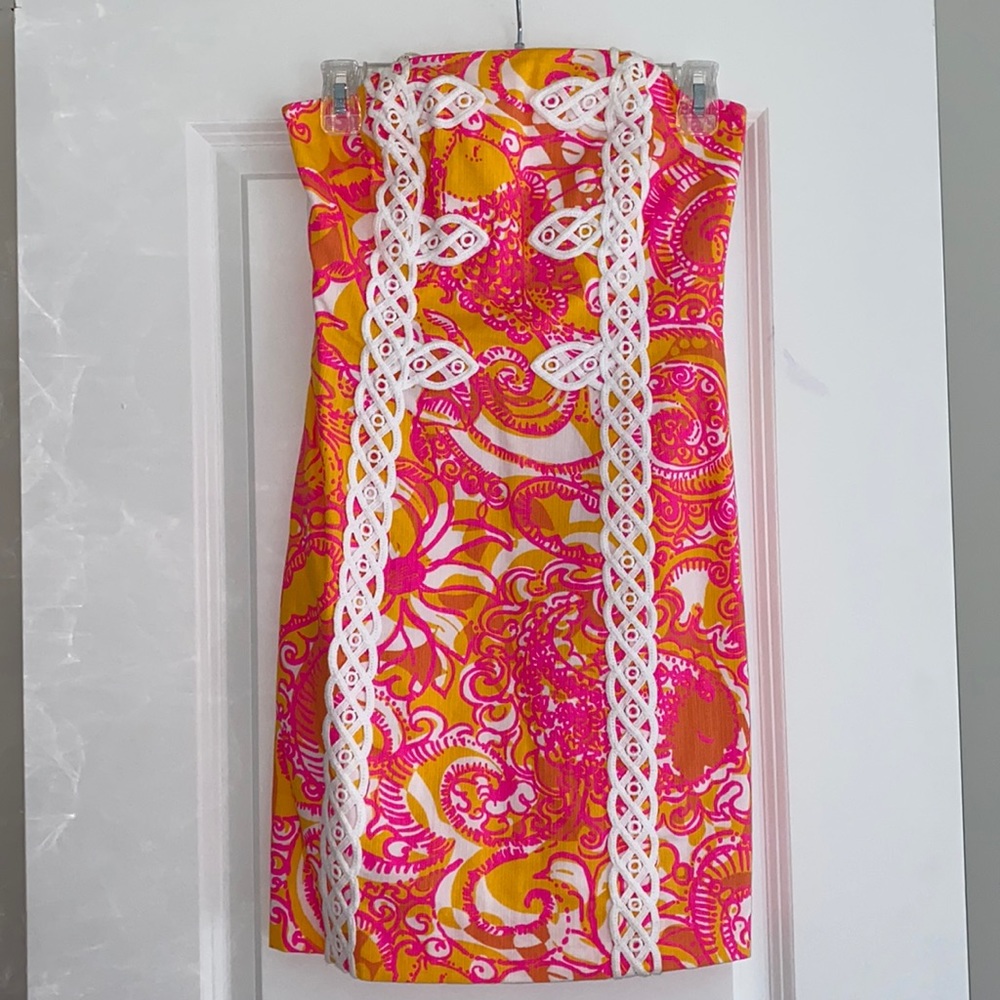 Lilly Pulitzer Strapless pink & Orange Dress